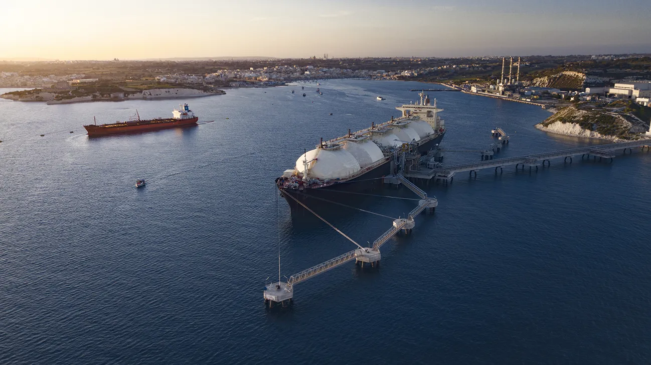 Liquefied Natural Gas (LNG) Tanker Moored To The Jetty