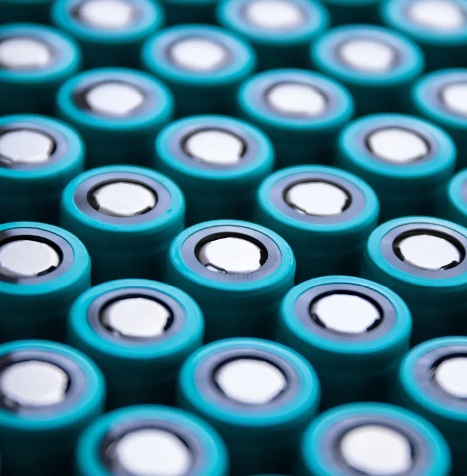 Close up of lithium battery