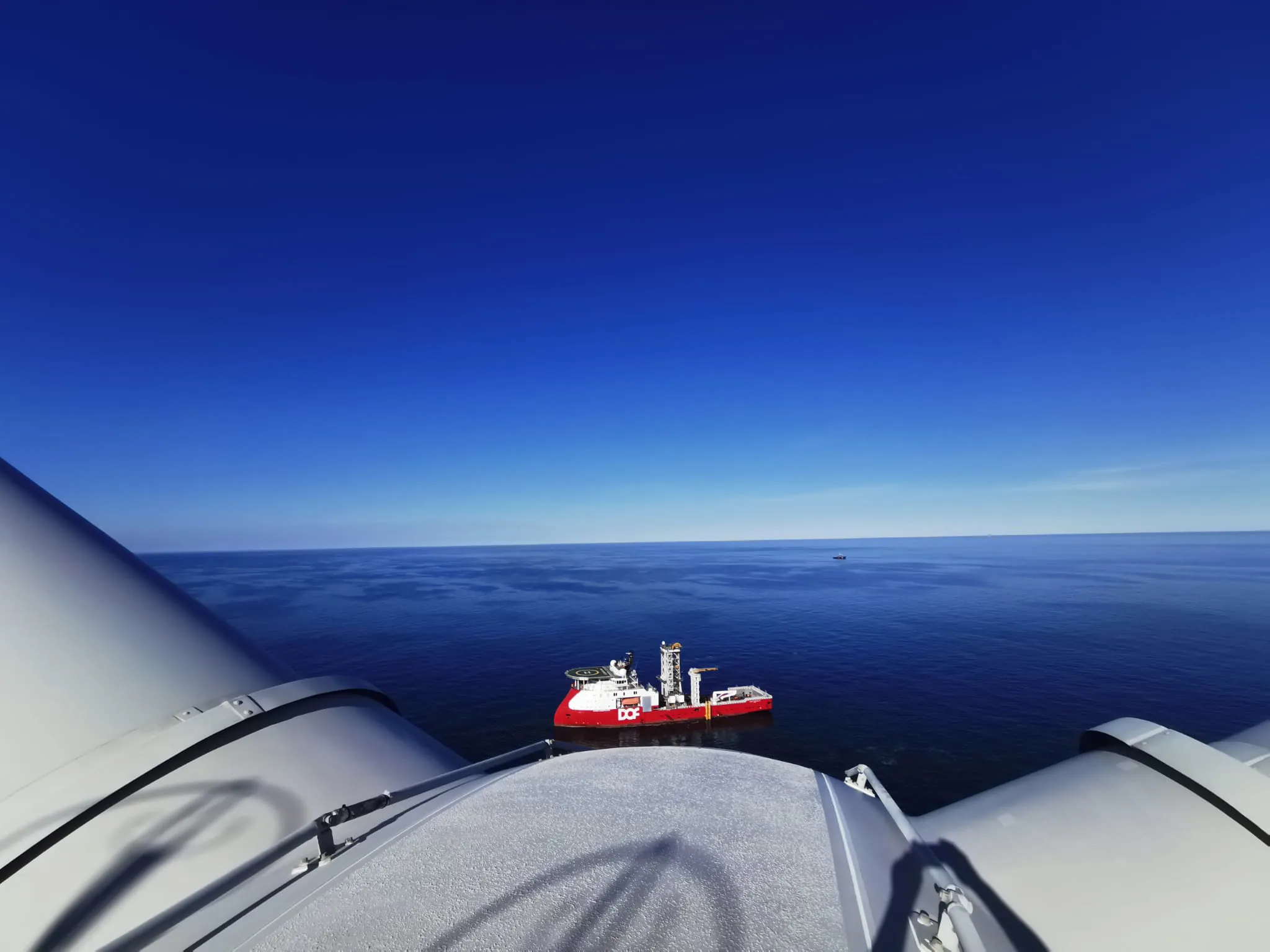 View of OSV from the top of a wind turbine