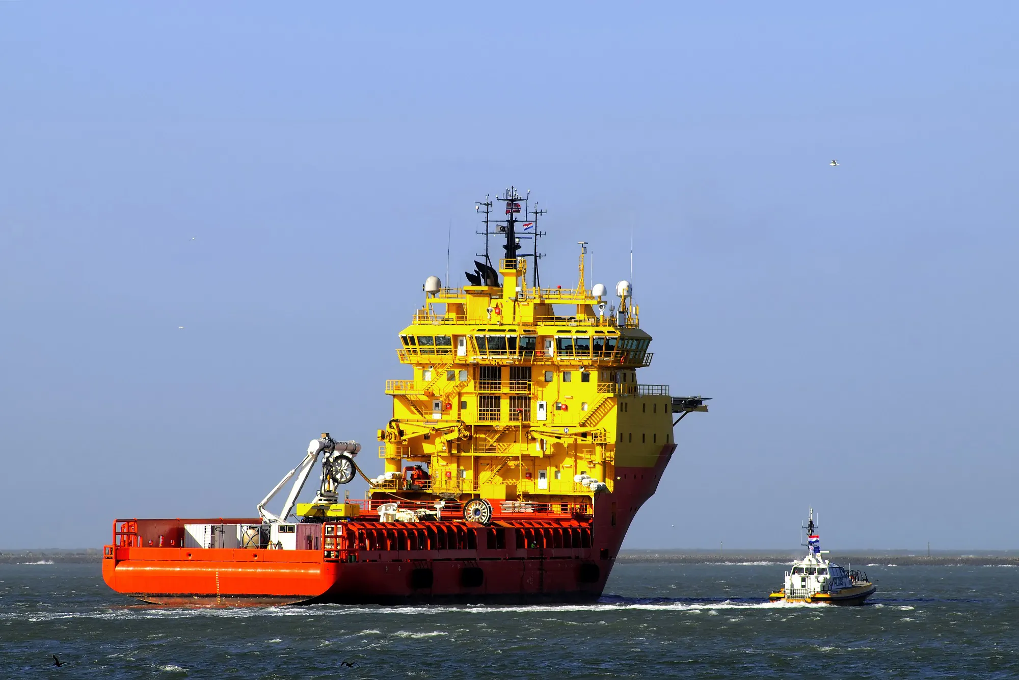 A primary function of a platform supply vessel is to transport supplies to the oil platform and return other cargoes to shore